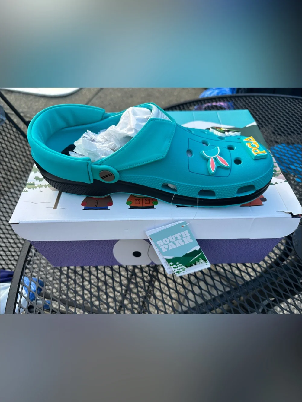 CROCS Teal Slip-On Clog with Character Jibbitz